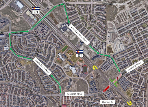 CO 21 Near Research Parkway project map detail image