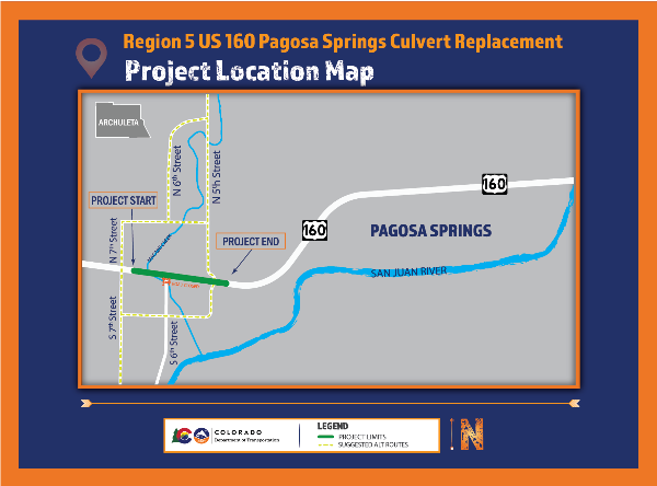 Region 5 US 160 Pagosa Springs Culvert Replacement Map detail image