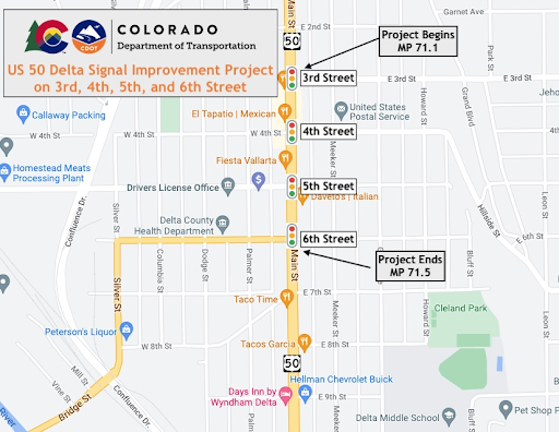 US 50 Delta Signal Improvements project map