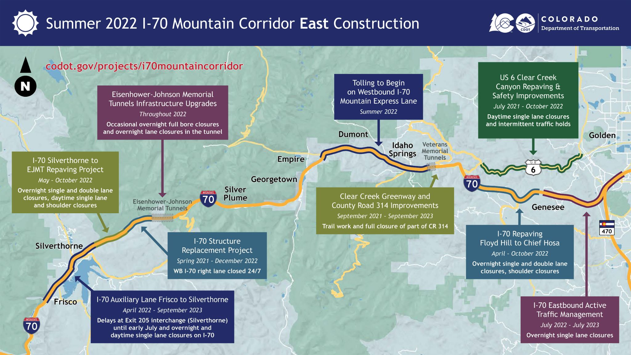 I-70 mountain corridor east project improvement map detail image