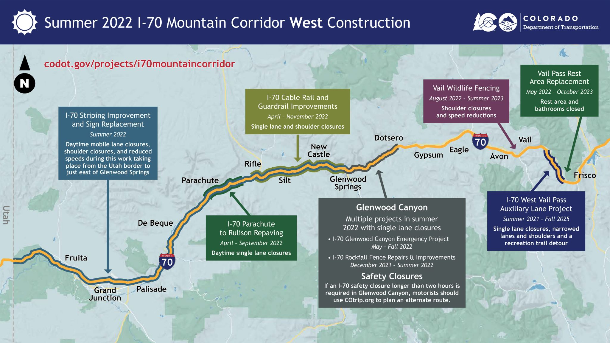 I-70 mountain corridor west project improvement map detail image