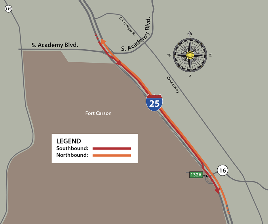 I-25 and Academy Boulevard Closure Detour detail image