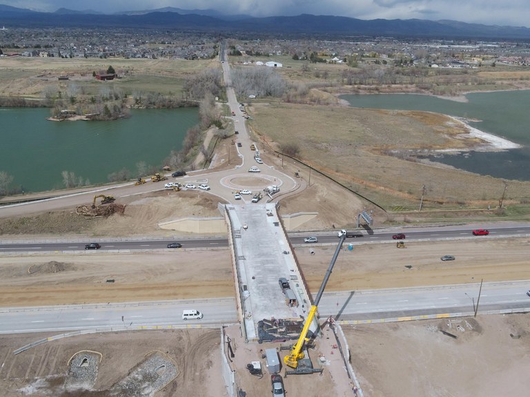 Aerial view of unfinished Kechter Road Bridge