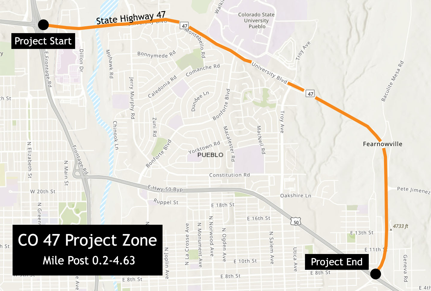 Pueblo CO 47 project zone map detail image