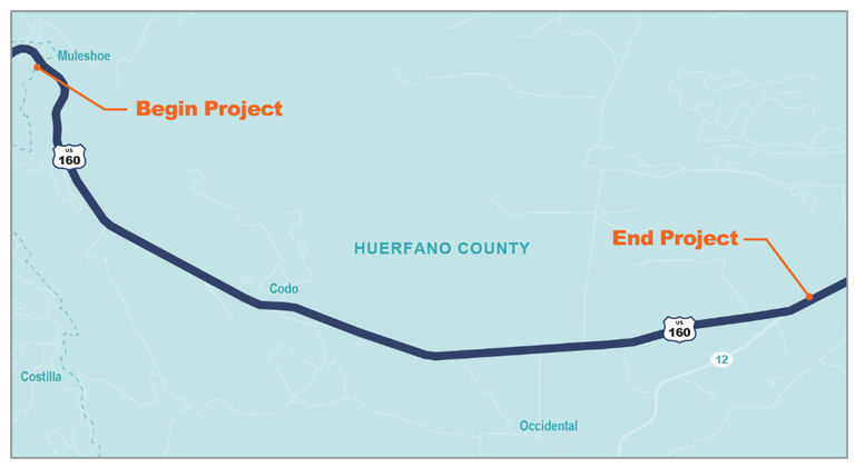 Highway 160 LaVeta Resurfacing Map