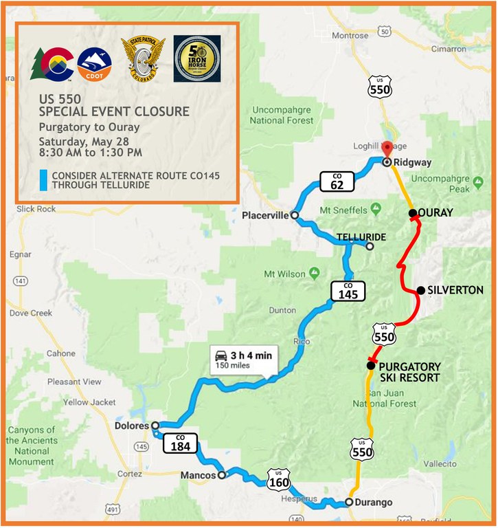 US 550 Iron Horse Alternate Route map