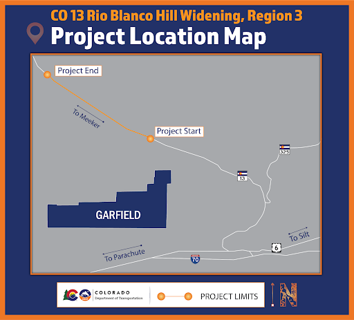 CO 13 Rio Blanco Hill widening project map