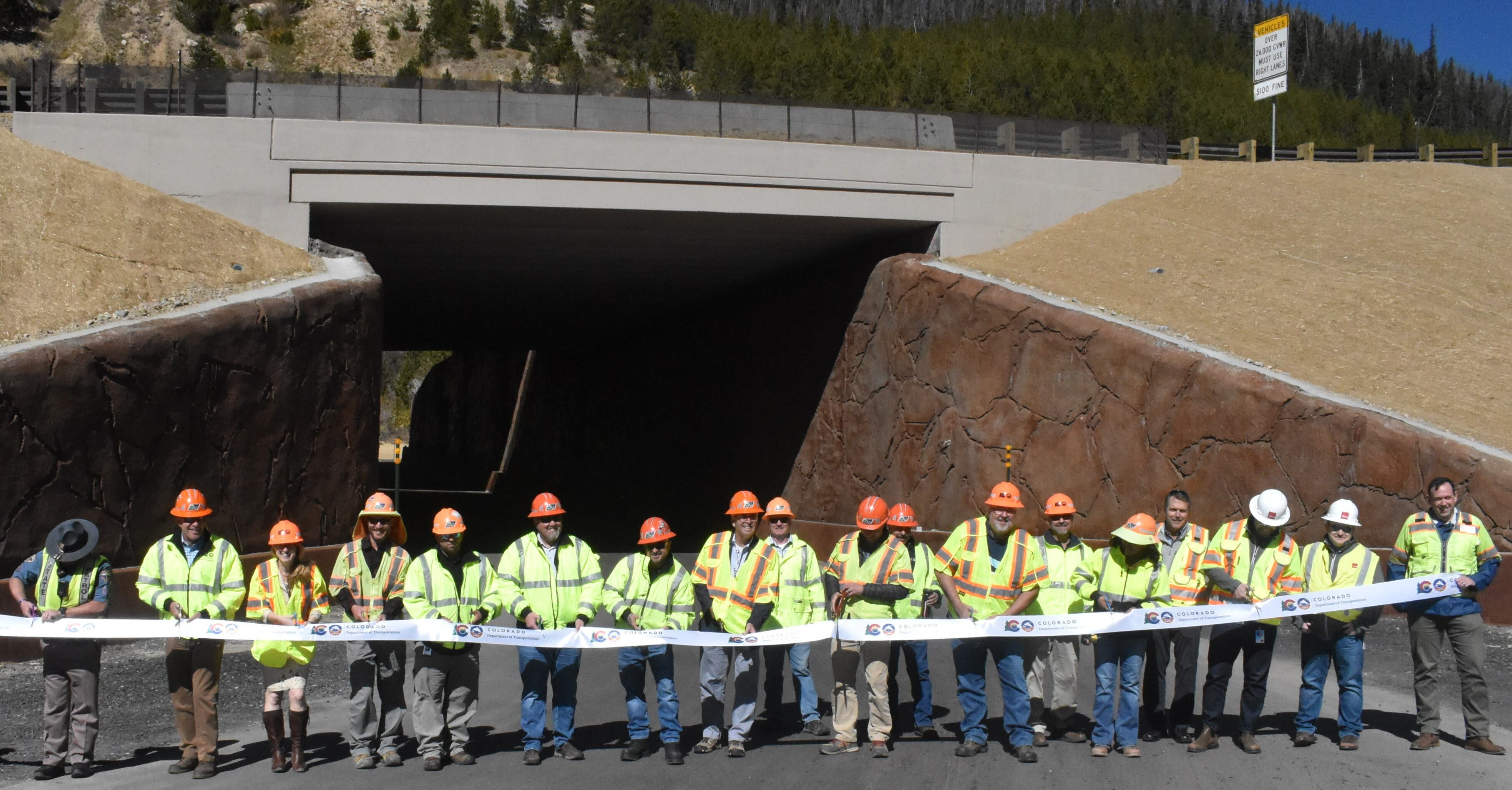 Eisenhower Johnson Memorial Tunnel Resurfacing Project Team cutting the ribbon detail image