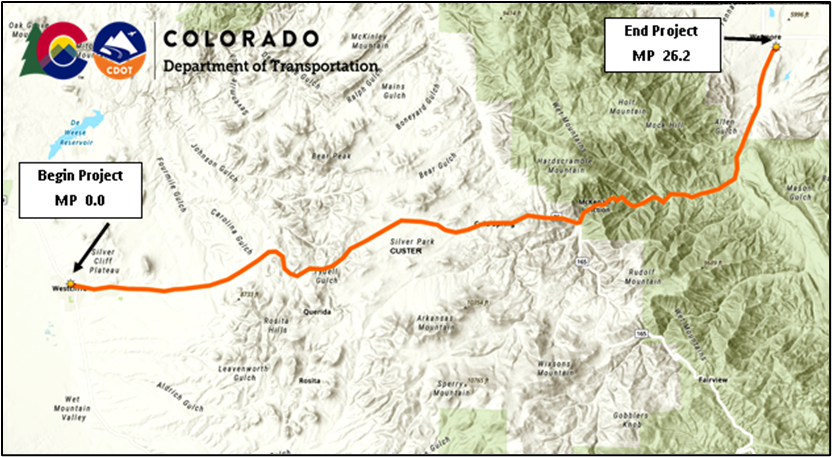 CO 96 Project Improvement Project Map in Custer detail image