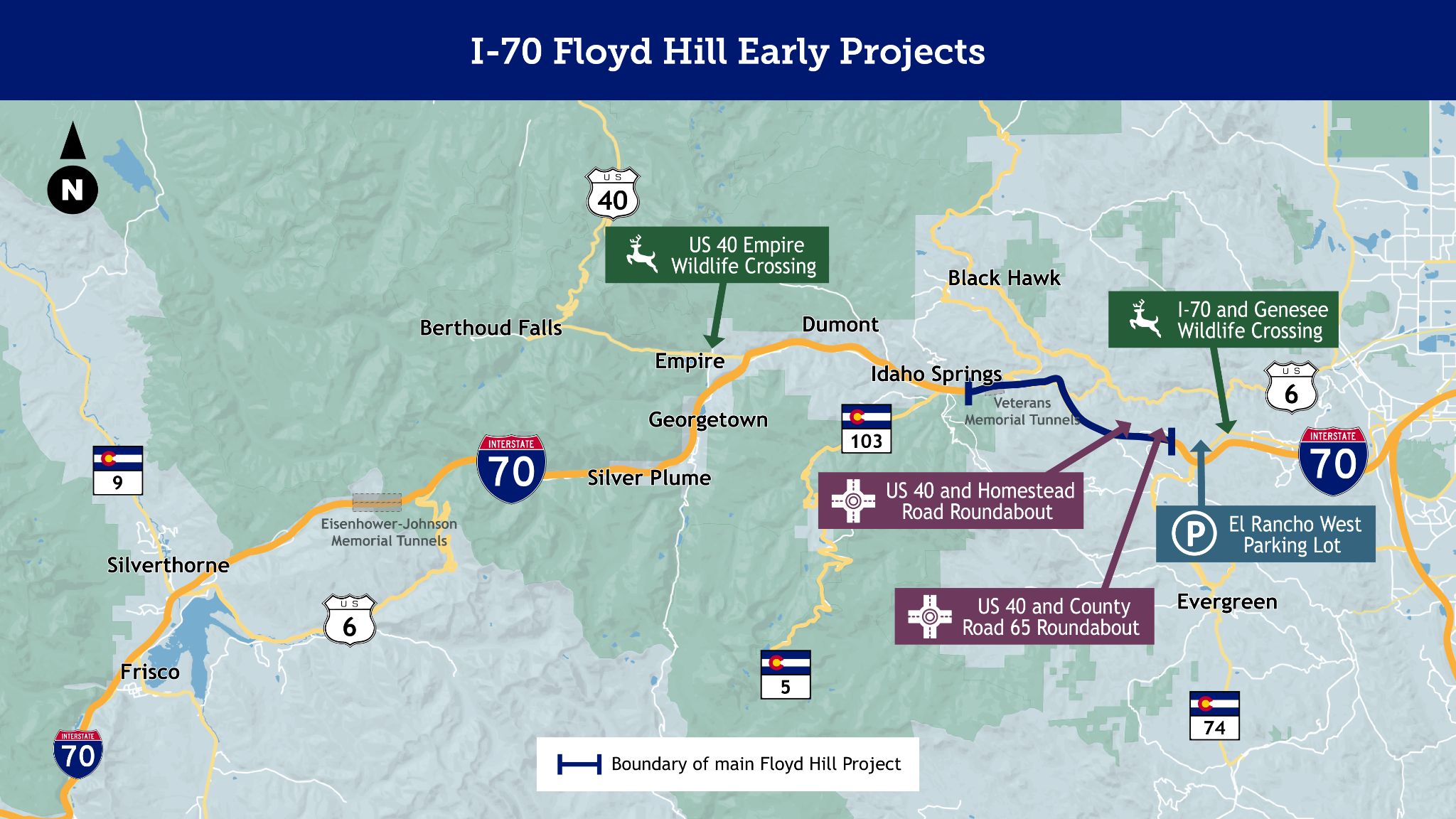 I-70 Floyd Hill Early Projects Map detail image