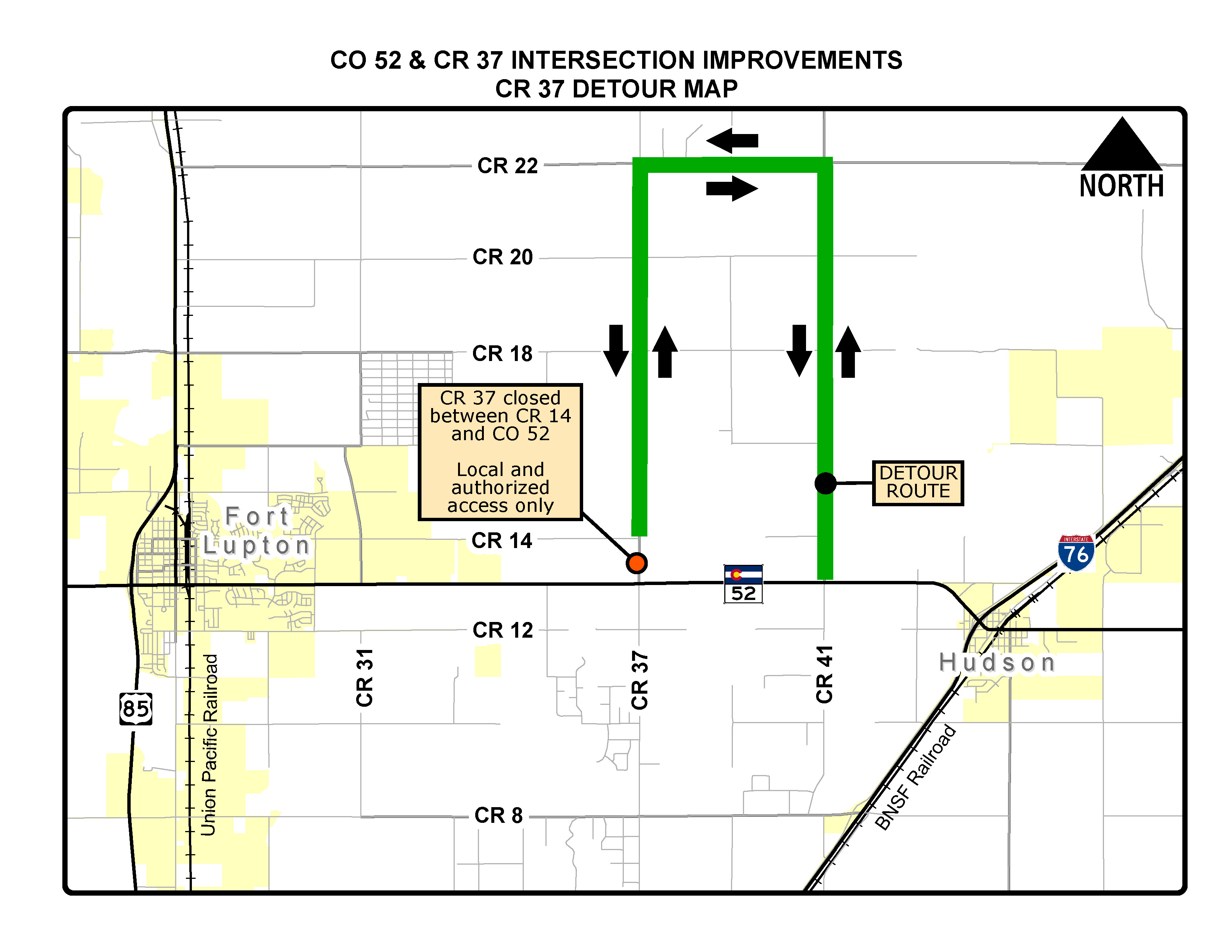 CO 52 & CR 37 Intersection Improvements detour map detail image