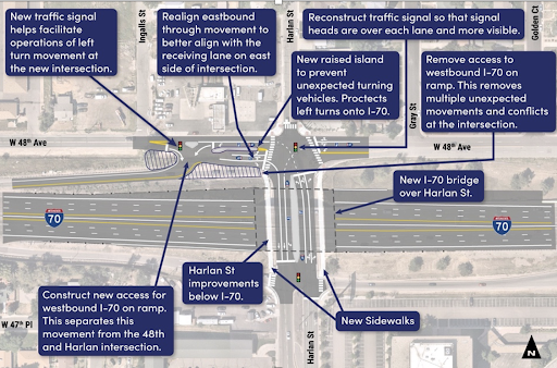 I-70 bridge Harlan Street project map detail image