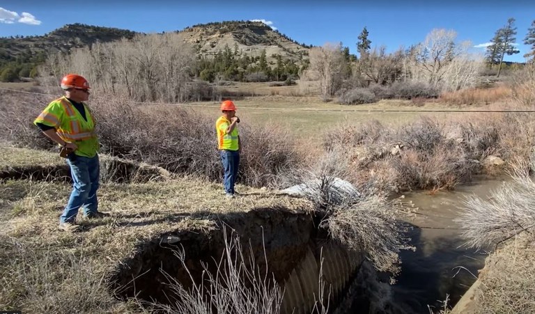 April 11, CDOT maintenance crews observed heavy run-off from snowmelt carrying high volumes of water both around and through two 12 feet in diameter culverts located under CO 151, 10 miles north of Arboles.