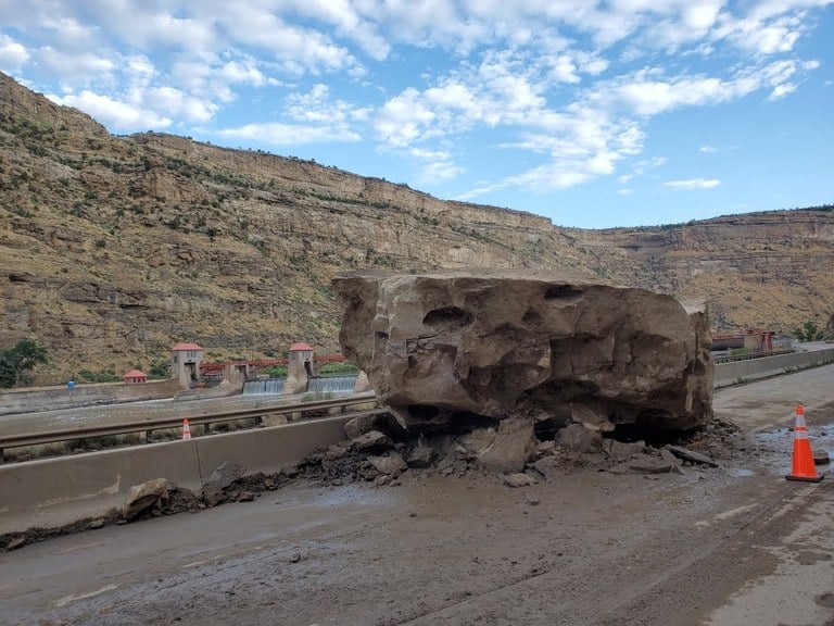 Image of boulder from the I-70 Debeque Canyon rockslide 