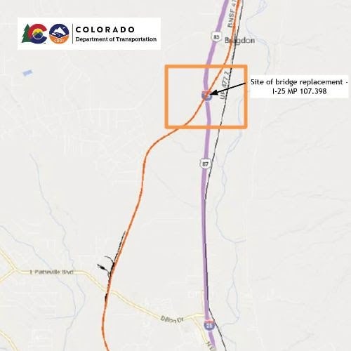 BNSF bridge over I-25 map