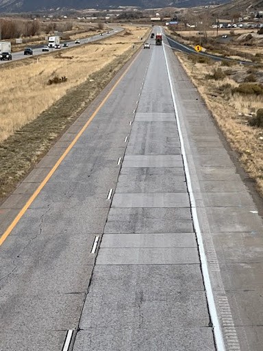 Section of the completed I-70 Concrete Slab Replacement Project in Garfield County