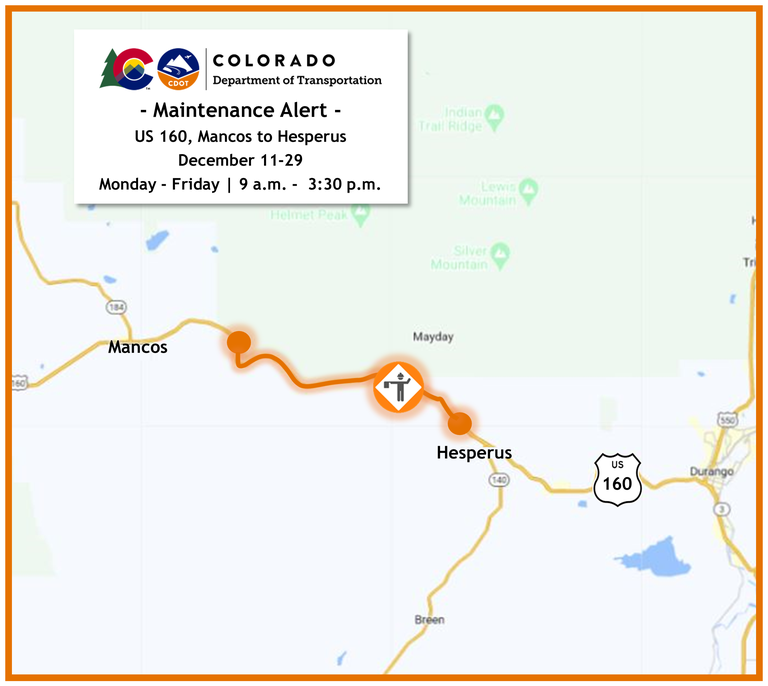 US 160 Crack Sealing Map