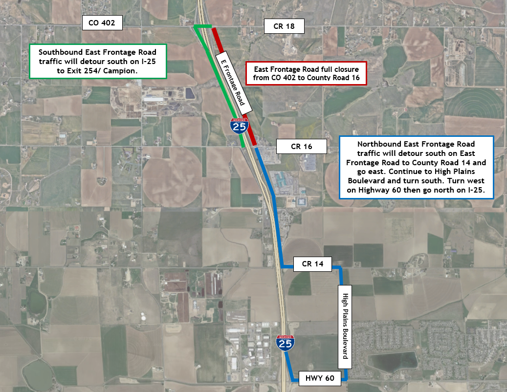 CO 402, CR 18, CR 16, CR 14 CO 60 Travel Impacts map.png detail image