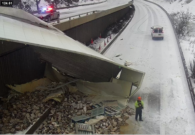 Semi truck crash contents on I-70 in Glenwood Canyon on Feb. 15, 2023