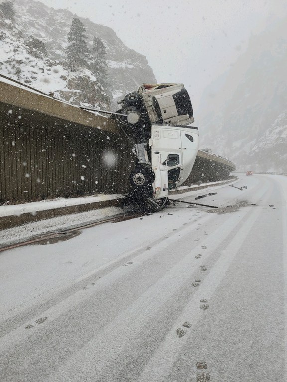 Close-up of the I-70 Glenwood Canyon CMV Crash from Jan. 30, 2023