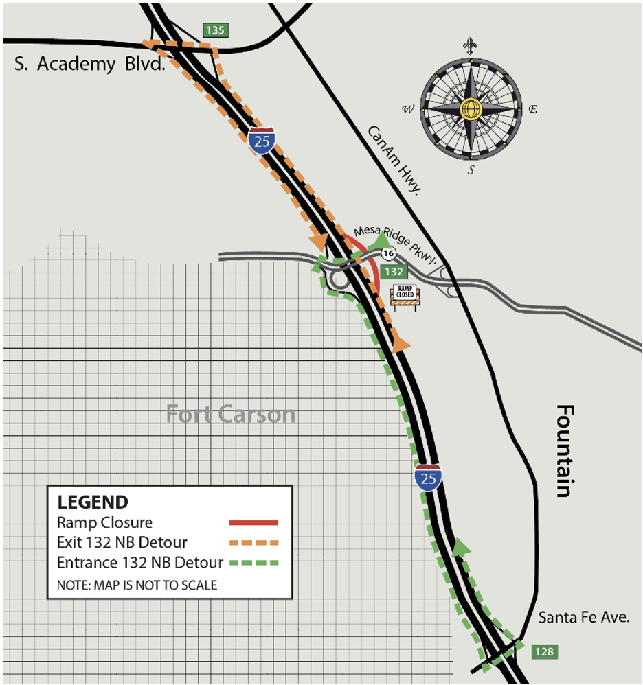 Detour map for northbound I-25 ramp closures.png detail image