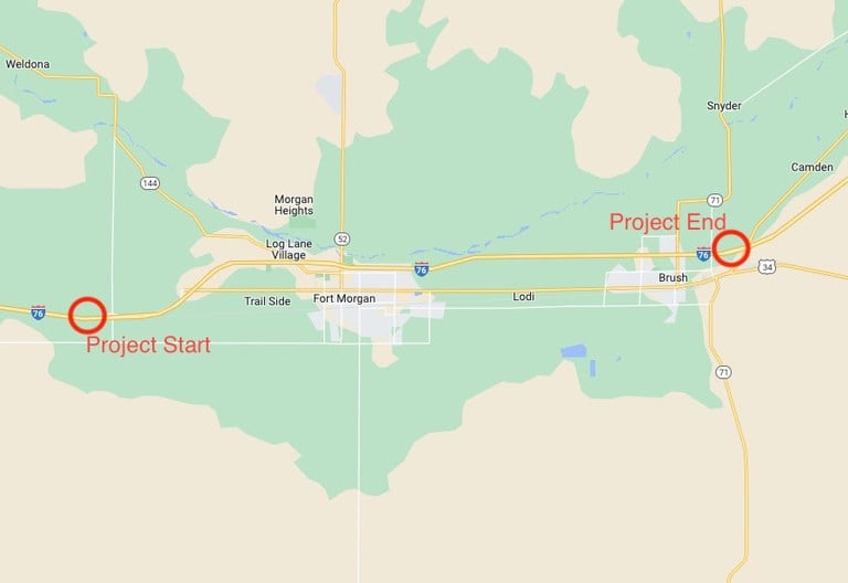 I76 Cable Rail Project Map