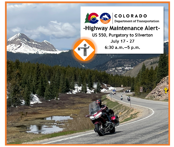 US 550 highway maintenance alert