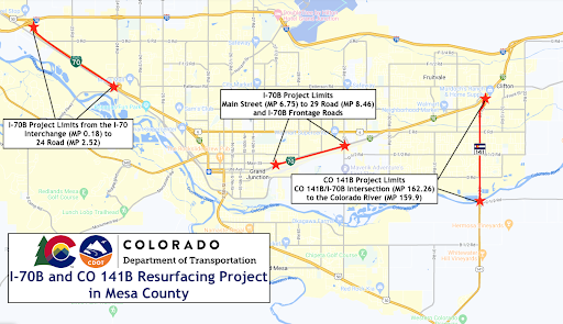 I70 CO 141 resurfacing project map