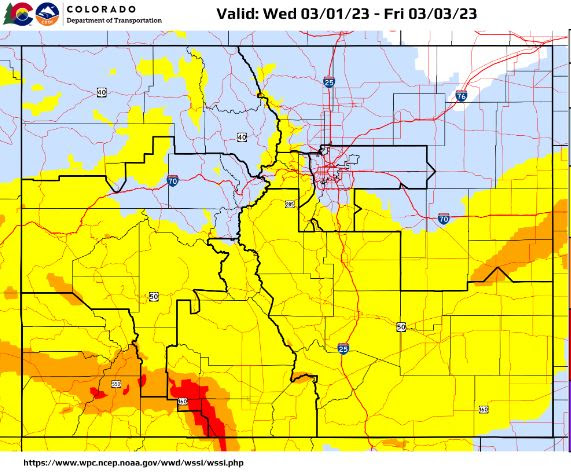 The National Weather Service forecasts major winter storm impacts to remain in the southern San Juan Mountain Ranges through Friday, March 3..jpg detail image