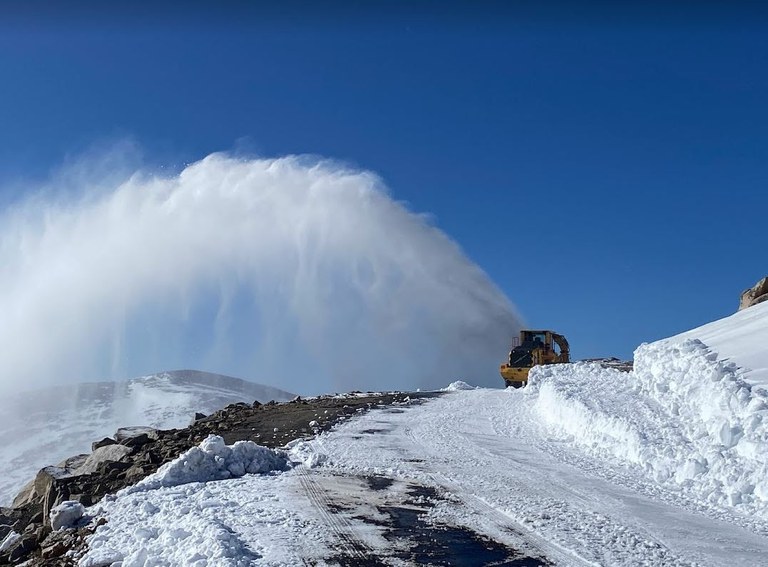 CDOT crews clearing snow from Mount Evans Highway