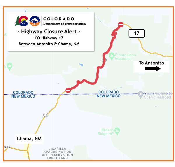 CO 17 Sinkhole Closure Map