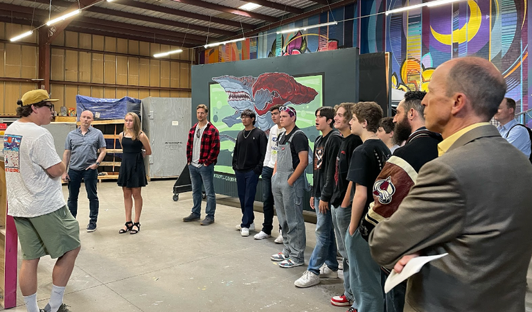 Distracted Driving Safety Contestants touring the Lumenati Productions warehouse production studio