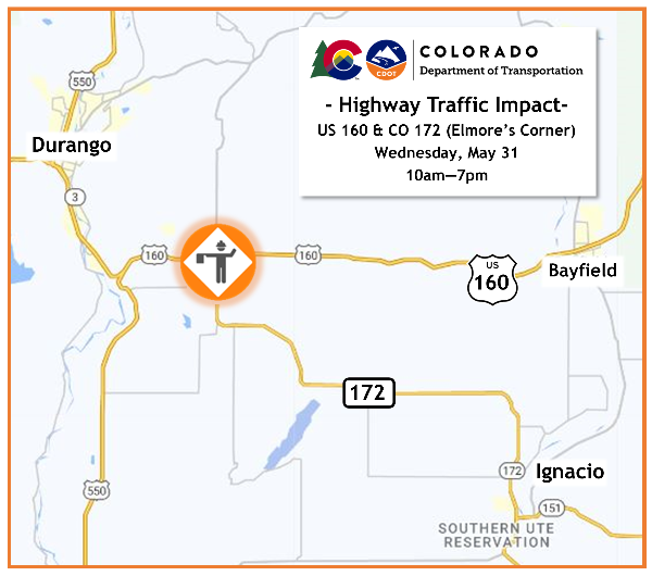 US 160 and CO 172 fiber optic installation Map