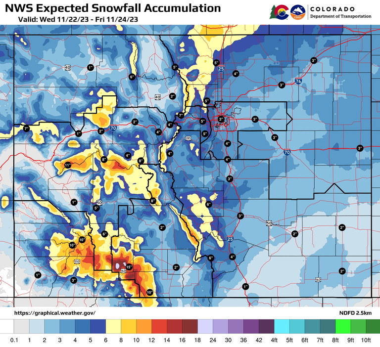 Thanksgiving snowfall accumulation map