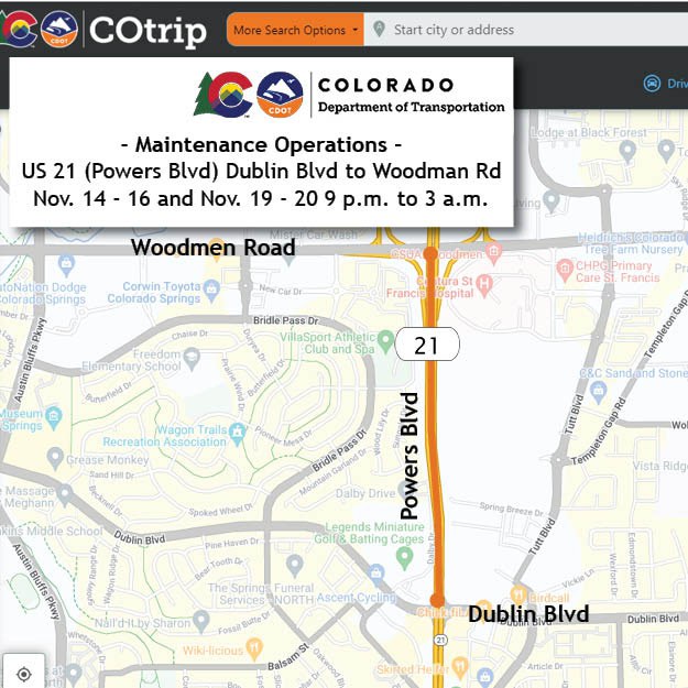 US 21 Dublin Blvd maintenance map