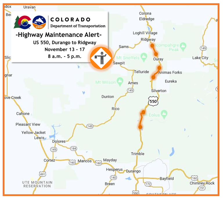 US 550 maintenance map