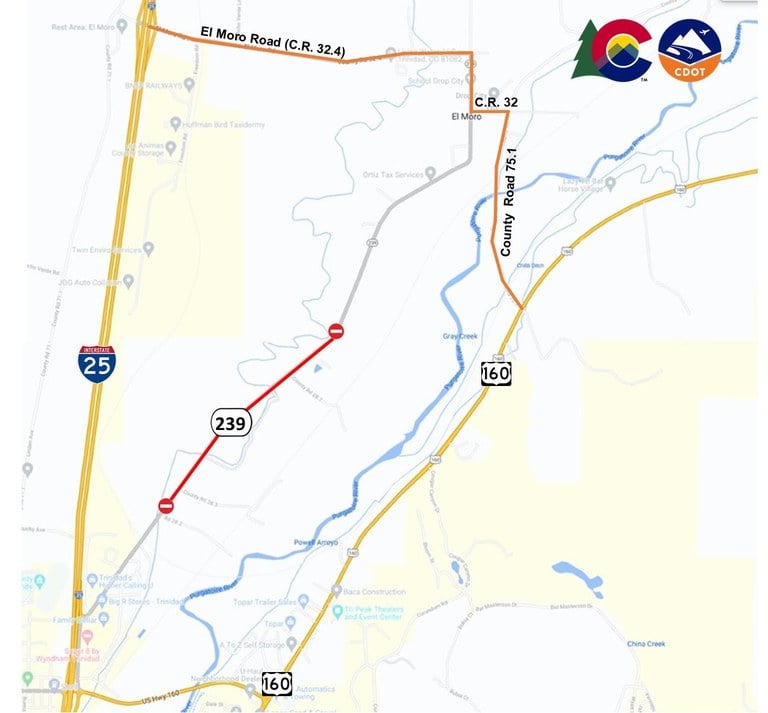 CO 239 Detour Map CO 239 Detour Map