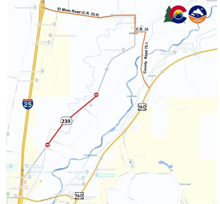 CO 239 Detour Map