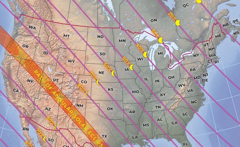 Solar Eclipse map October 2023