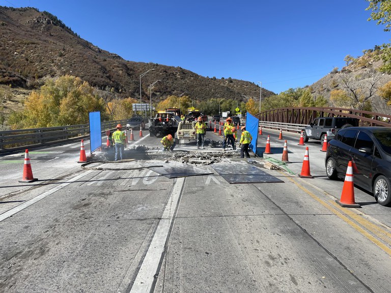 Maintenance crews performed week-long maintenance operations to prepare the US 160 Animas River Bridge for the permanent bridge joint