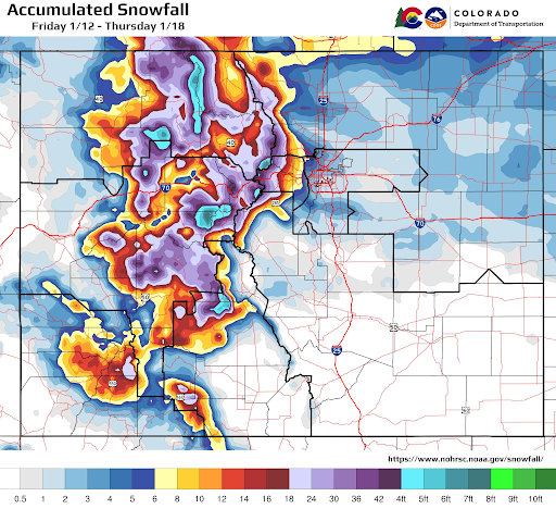 January 2024 storm accumulated snowfall