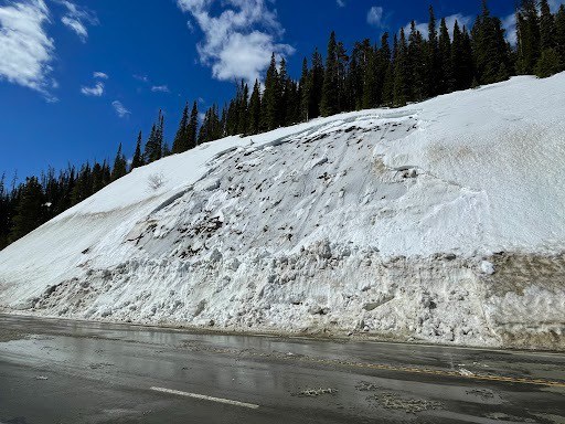 The bank slides on Tuesday, March 20, 2024, took place at Mille Point 237.5 on US 40 Berthoud Pass.