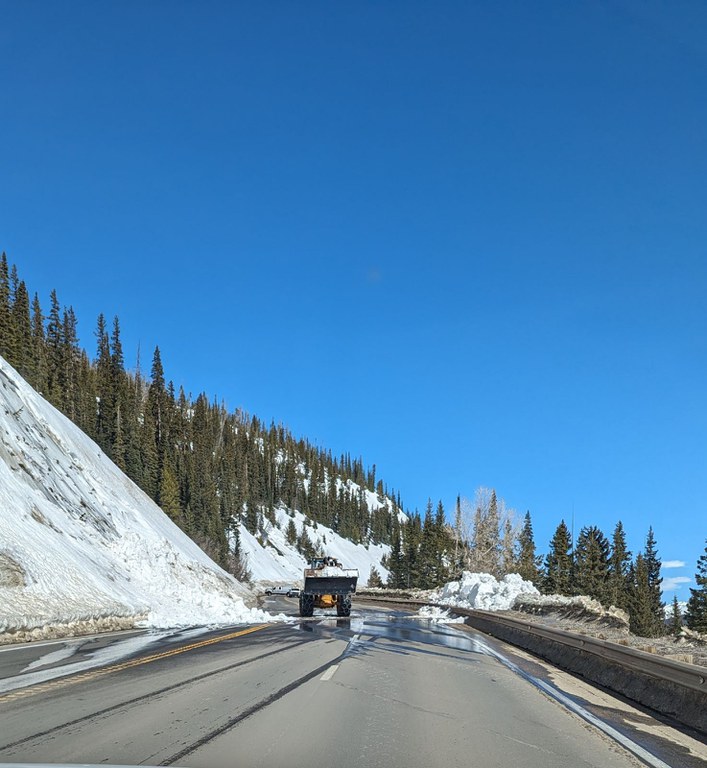 CDOT crews clear one of two bank slides on US 40 Berthoud Pass the morning of Tuesday, March 20, 2024.