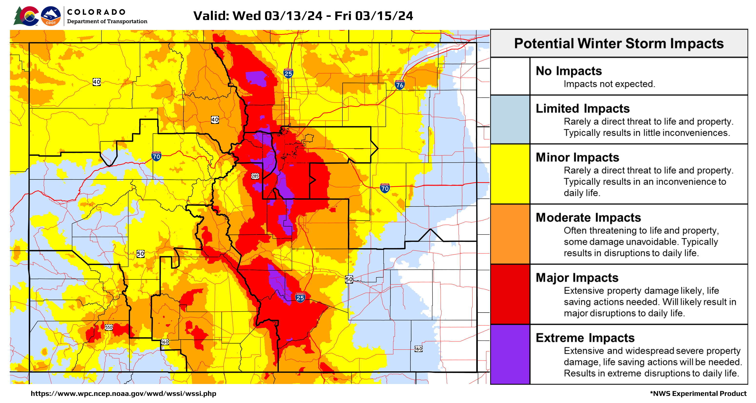 National Weather Service graphic of potential winter storm impacts for March 13.png detail image