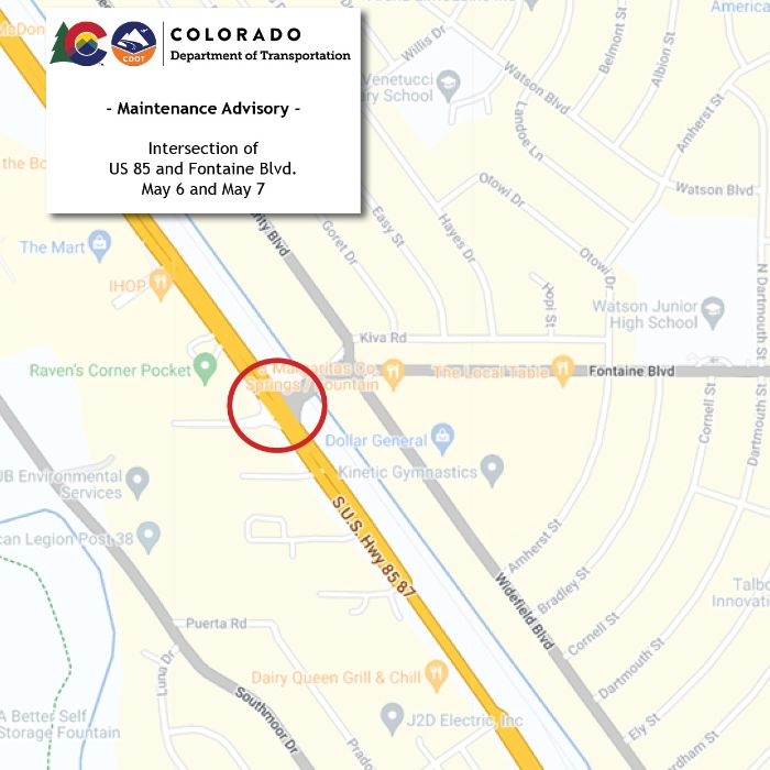 Map of intersection US 85 and Fontaine boulevard in Fountain.jpg detail image