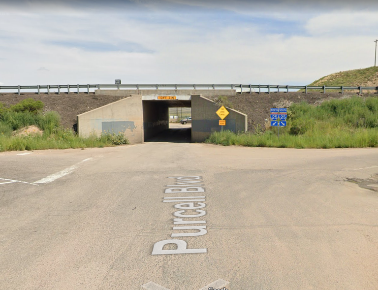 The box culvert under I-25 at Exit 108 (Purcell Boulevard).
