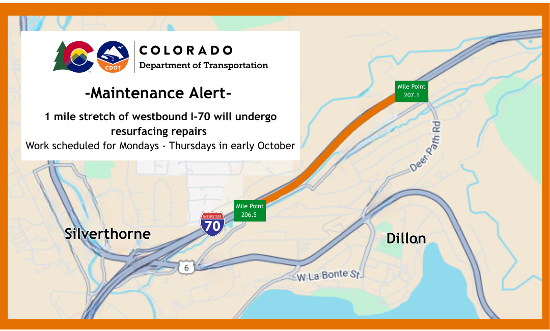 Maintenance alert map of westbound I-70 near Silverthorne.png detail image