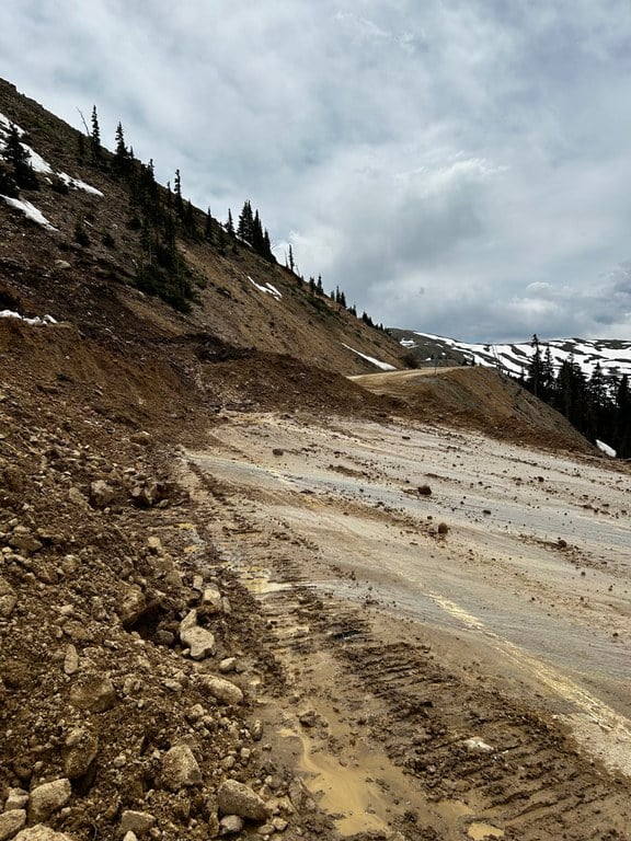 Progress on clearing debris from the Loveland Pass (US 6) landslide as of 2 p.m. on Tuesday, June 17, 2025. Progress on clearing debris from the Loveland Pass (US 6) landslide as of 2 p.m. on Tuesday, June 17, 2025.