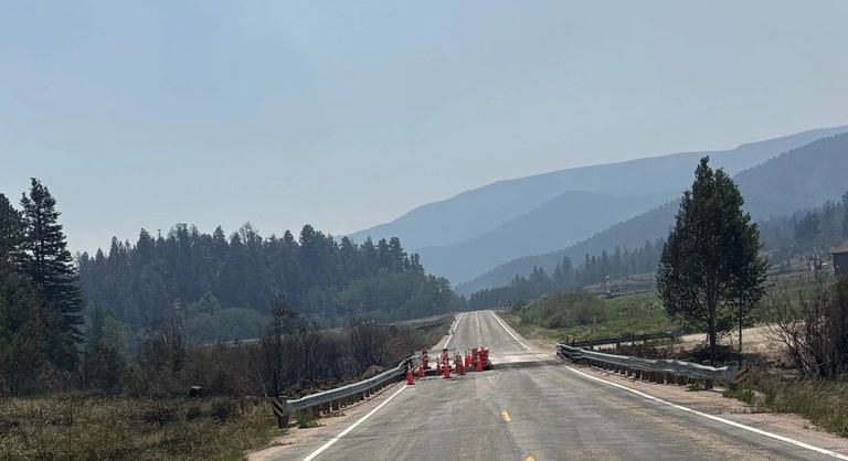 Flames from the Aspen Acres Fire consuming the CO 165 bridge on Monday, June 30.