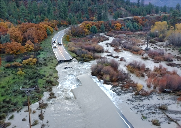CDOT Photo - Aerial view of CO Highway 151 flood damage, between Ignacio and Pagosa Springs.
